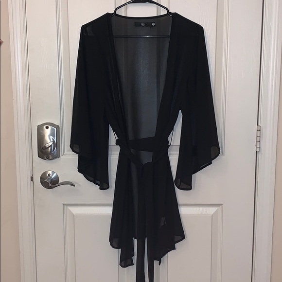 Missguided Other - Missguided Sheer black Tie kimono/robe